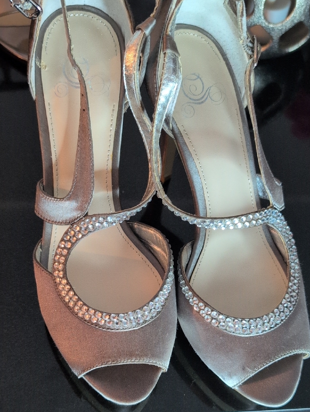 Disney Silver Open-Toe Heels with Rhinestone Trim